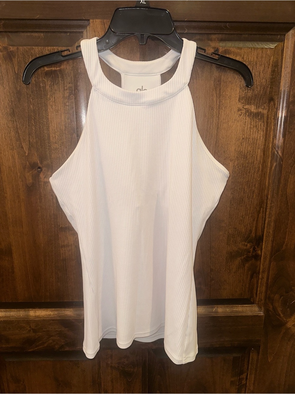 ALO Yoga White Ribbed High-Neck Tank Top